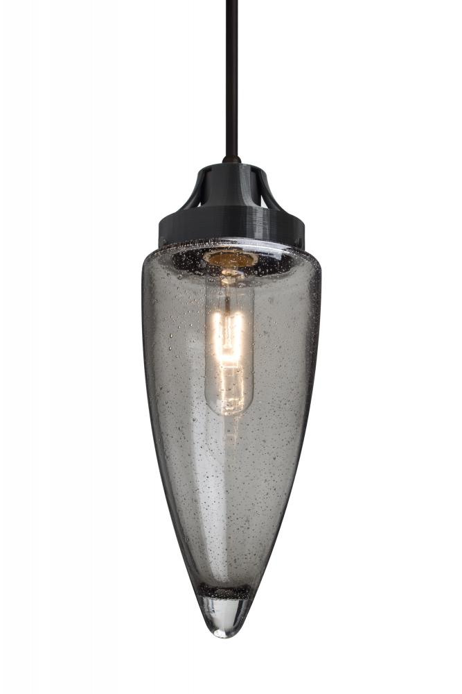 Besa, Sulu Cord Pendant For Multiport Canopy, Smoke Bubble, Black Finish, 1x60W Medium Base