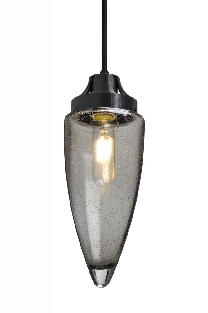 Besa, Sulu Cord Pendant For Multiport Canopy, Smoke Bubble, Black Finish, 1x8W LED Filament