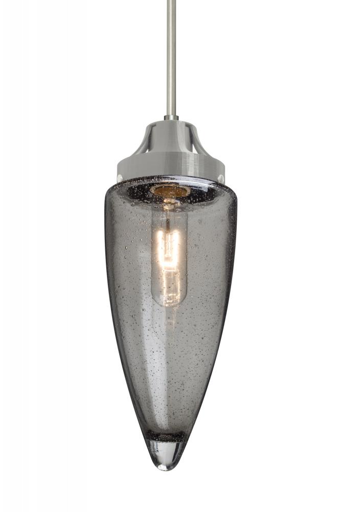 Besa, Sulu Cord Pendant For Multiport Canopy, Smoke Bubble, Satin Nickel Finish, 1x60W Medium Base