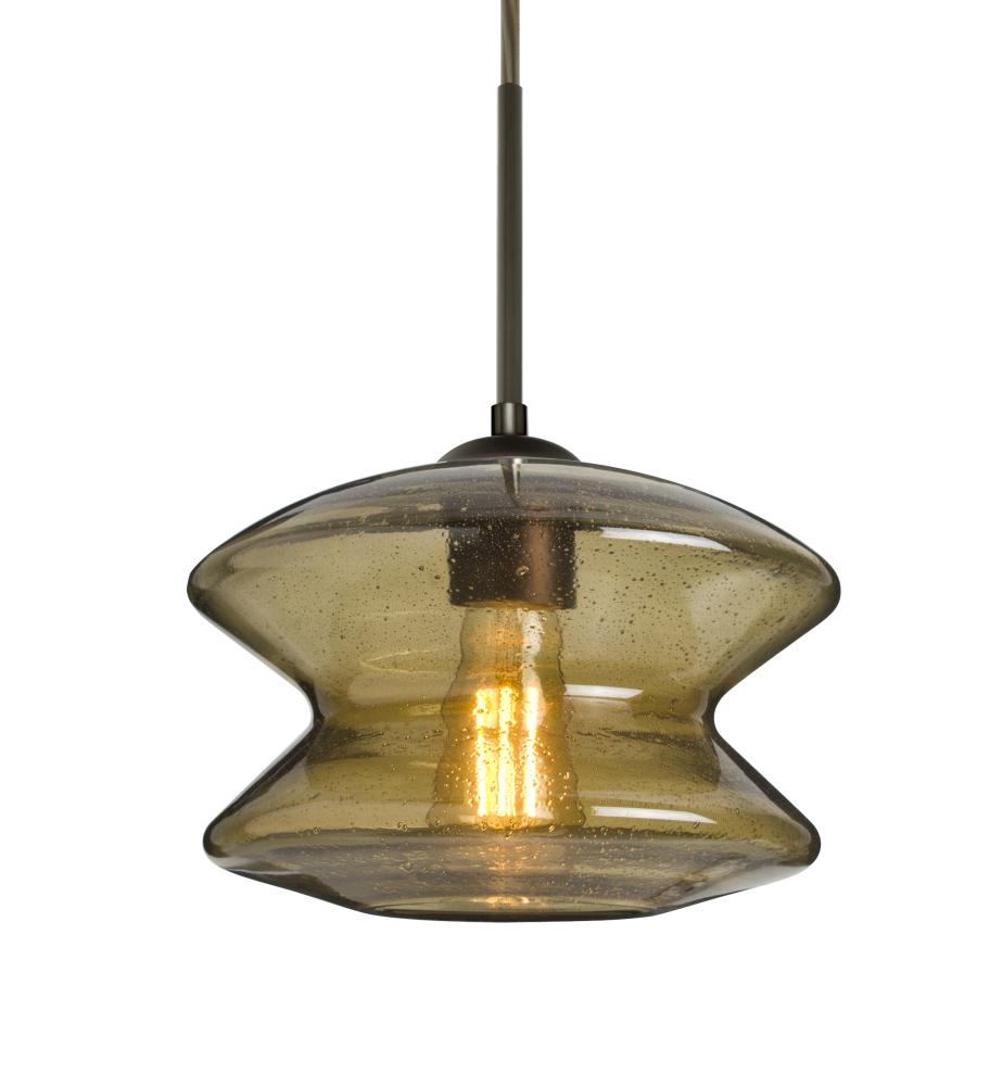 Besa, Zen Cord Pendant For Multiport Canopy, Latte Bubble, Bronze Finish, 1x8W LED Filament