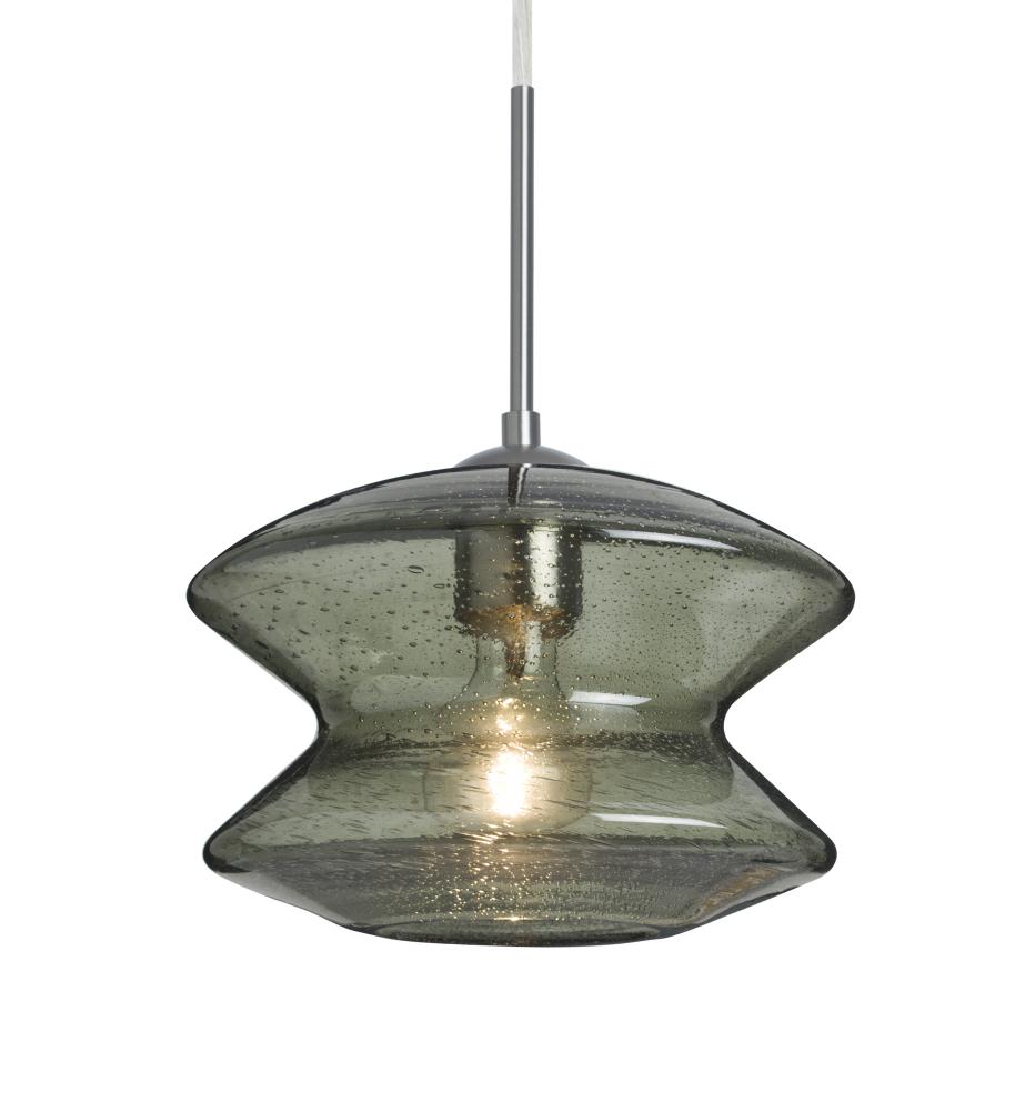 Besa, Zen Cord Pendant For Multiport Canopy, Moss Bubble, Satin Nickel Finish, 1x60W Medium Base