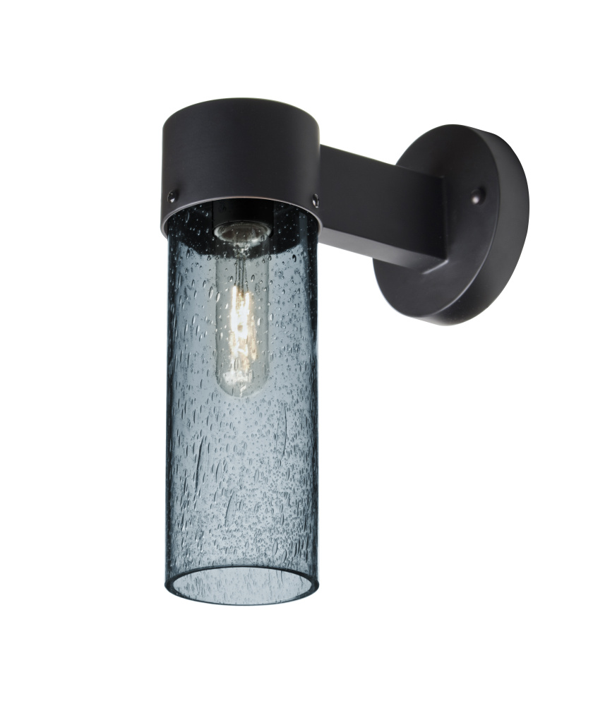 Besa, Juni 10 Outdoor Sconce, Blue Bubble, Black Finish, 1x4W LED Filament