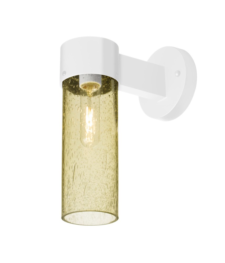 Besa, Juni 10 Outdoor Sconce, Gold Bubble, White Finish, 1x4W LED Filament