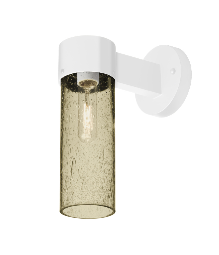 Besa, Juni 10 Outdoor Sconce, Latte Bubble, White Finish, 1x4W LED Filament