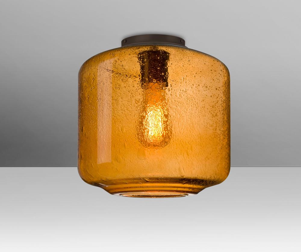 Besa Niles 10 Ceiling, Amber Bubble, Bronze Finish, 1x8W LED Filament