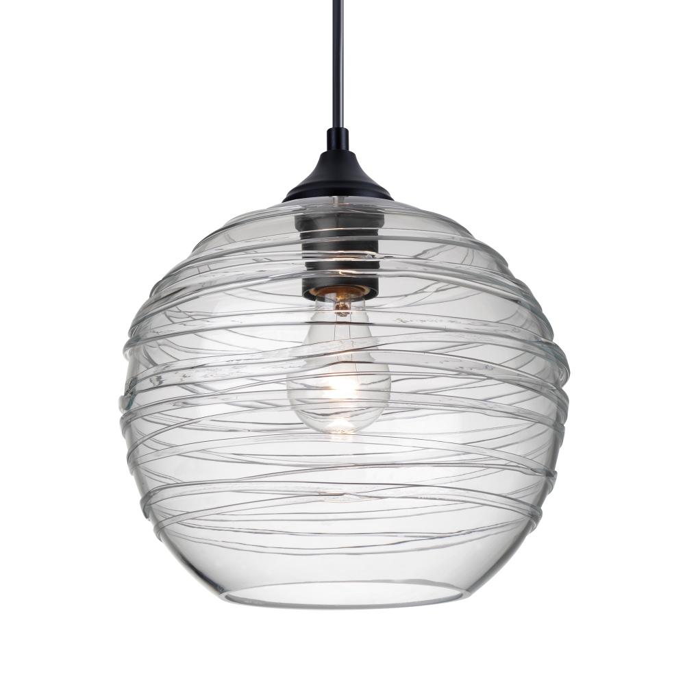Besa Wave 10 Outdoor Pendant Black Finish, Clear 1xE26 Base