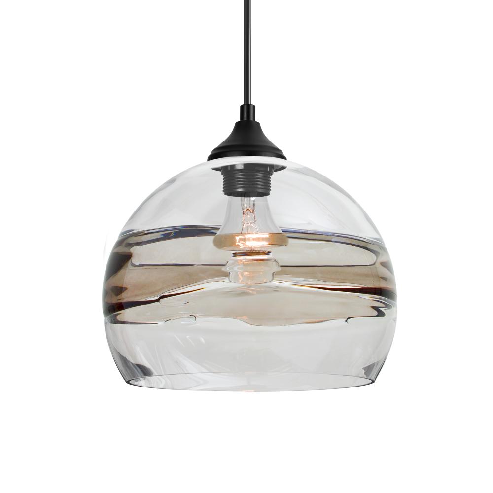 Besa Spirit 8 Outdoor Pendant, Smoke/Clear, Black Finish, 1xE26 Base