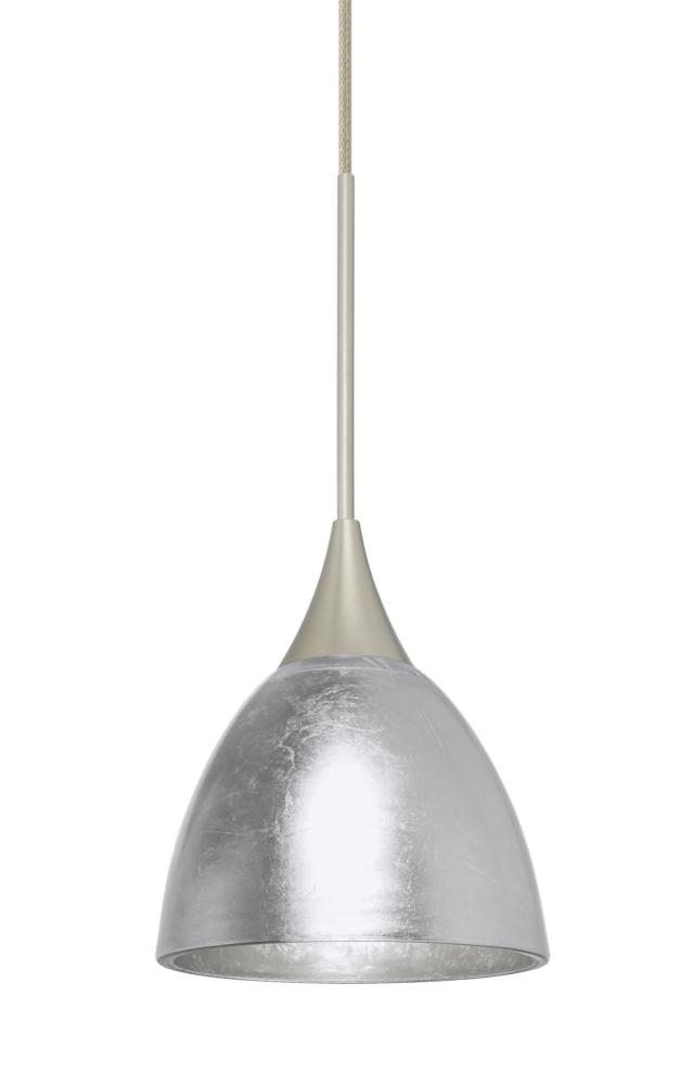 Besa Divi Pendant, Silver Foil, Satin Nickel, 1x50W MAX GY6.35 Base