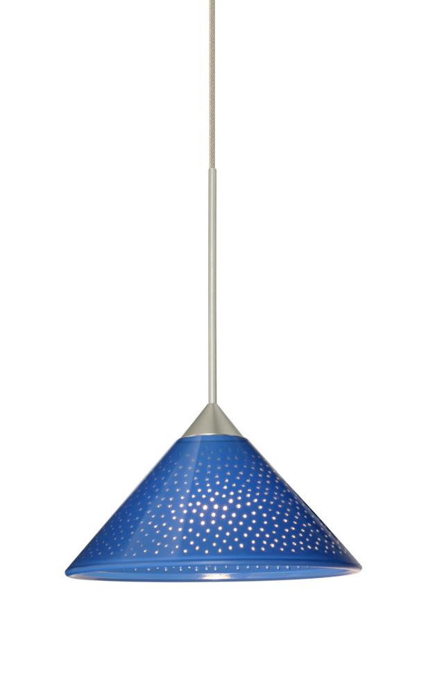 Besa Pendant Kona Satin Nickel Blue Starpoint 1x50W MAX GY6.35 Base