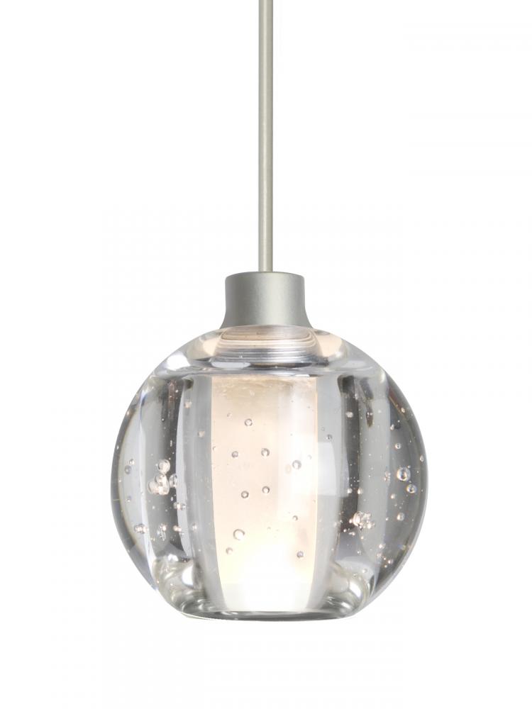 Besa, Boca 5 Cord Pendant, Clear Bubble, Satin Nickel Finish, 1x35W MAX GY6.35 Base, 15Ft. Cord