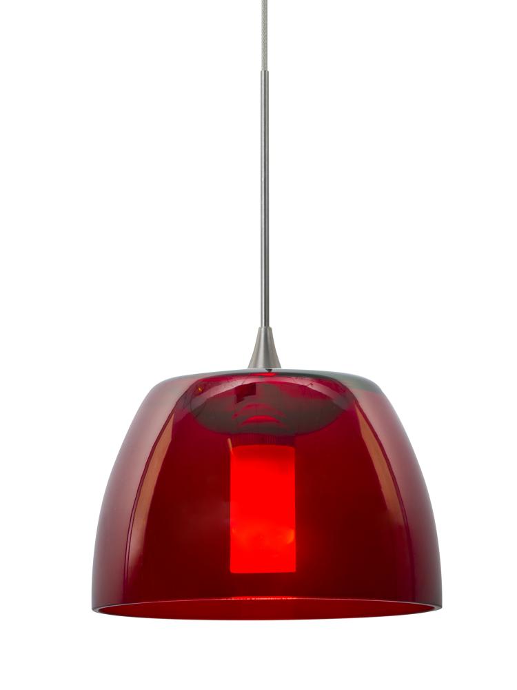 Besa Spur Cord Pendant, Red, Satin Nickel Finish, 1x35W MAX GY6.35 Base