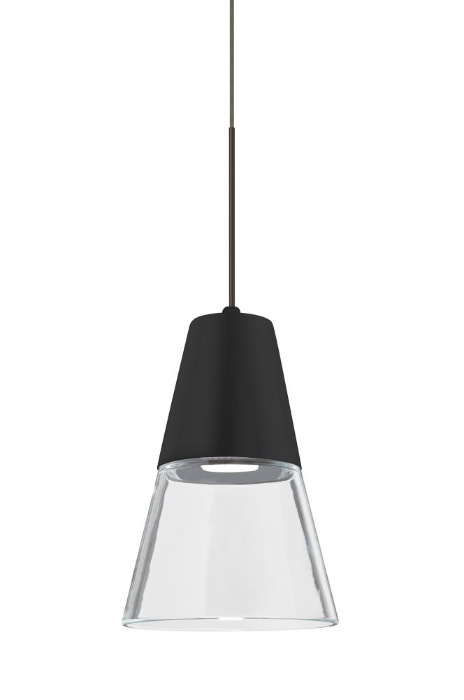 Besa, Timo 6 Cord Pendant, Clear/Black, Bronze Finish, 1x9W LED