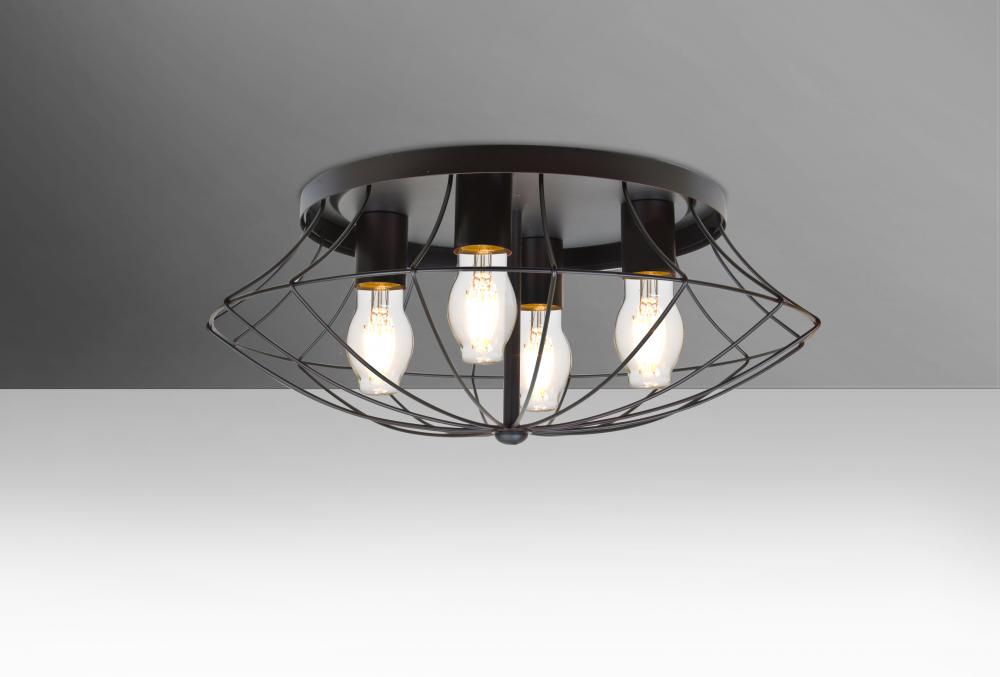Besa Ceiling Spezza 18 Bronze 4x8W LED Filament