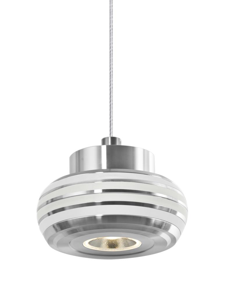 Besa, Flower Cord Pendant For Multiport Canopy, Frost/Clear, Satin Nickel Finish, 1x3W LED