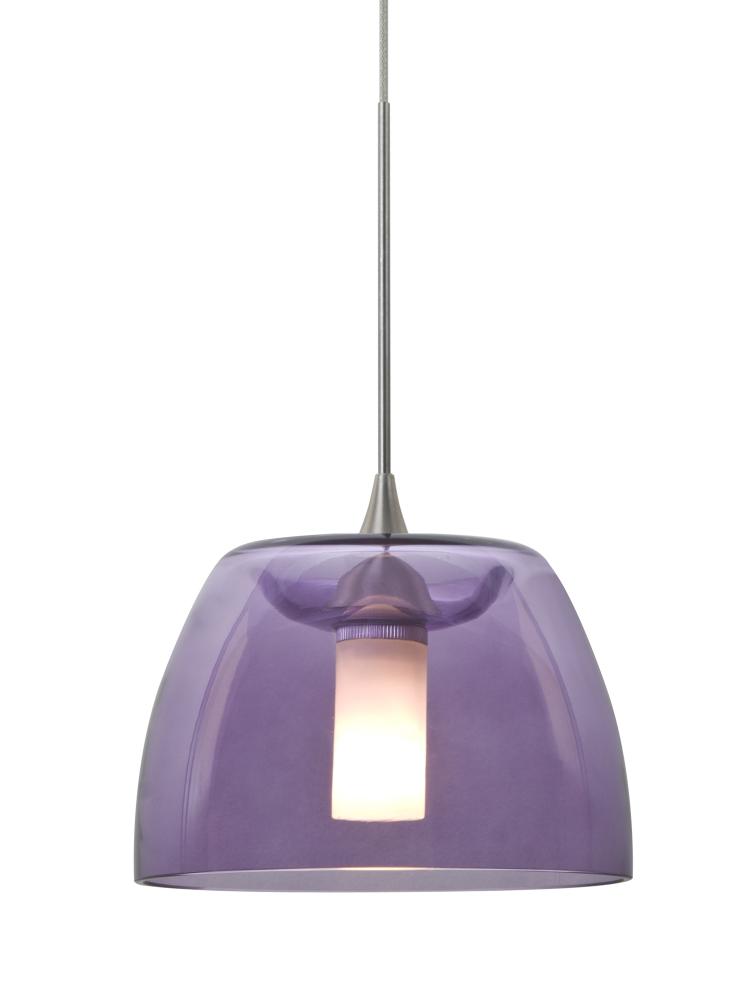 Besa Spur Cord Pendant For Multiport Canopy, Plum, Satin Nickel Finish, 1x35W MAX GY6.35 Base