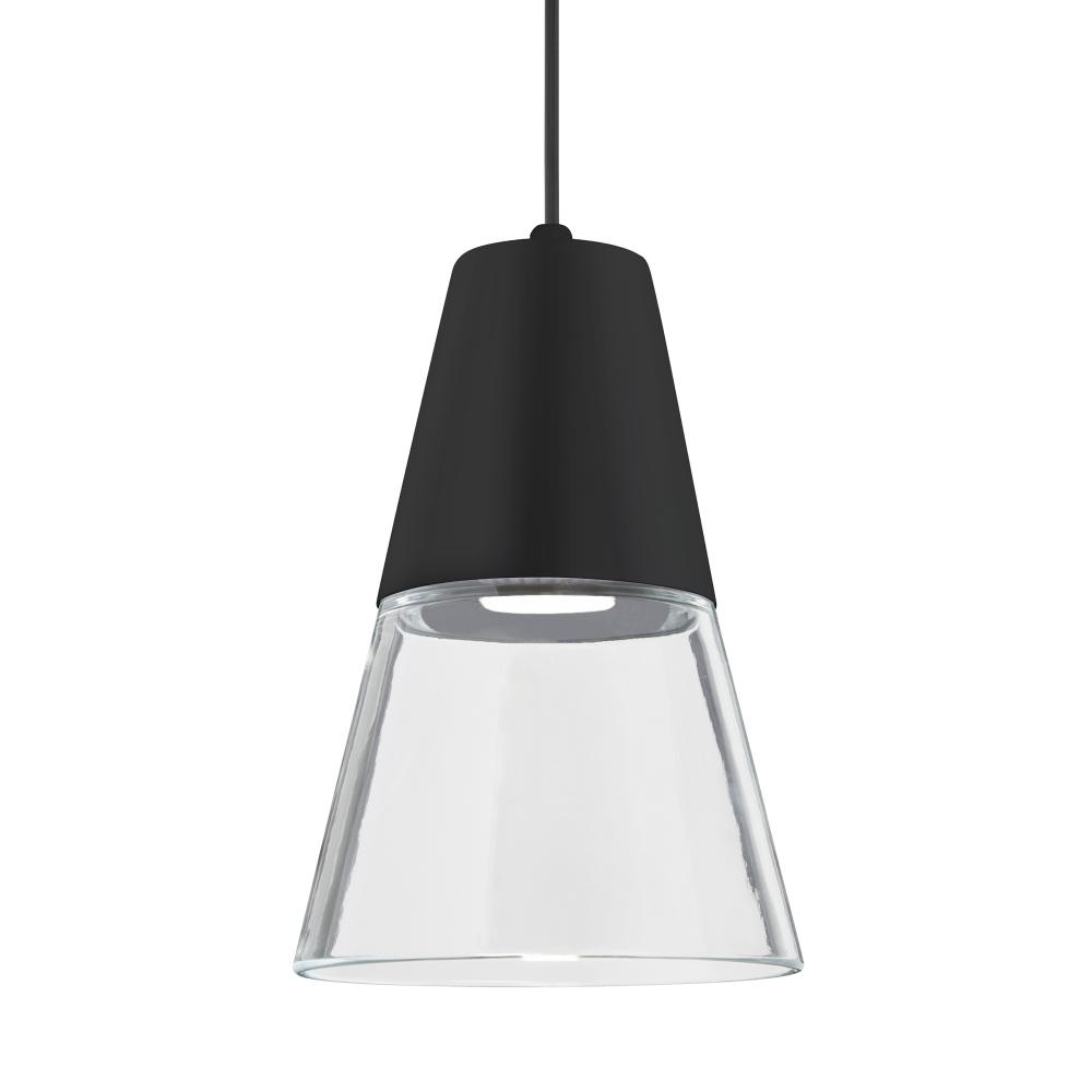 Besa Timo 6 Pendant For Multiport Canopies, Clear/Black, Black Finish, 1x9W LED