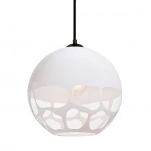 Besa Lighting 1JC-ROCKYWH-BK - Besa, Rocky Cord Pendant, White, Black Finish, 1x60W Medium Base