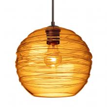 Besa Lighting 1JT-462782-BR-L - Besa Wave 10 Pendant Bronze Amber 1x60W Medium Base, 15Ft. Cord