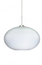 Besa Lighting 1JT-491307-SN - Besa Pendant Pape 12 Satin Nickel Opal Ribbed 1x100W Medium Base