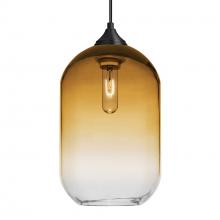Besa Lighting 1JT-OMEGA12AM-BK - Besa, Omega 12 Cord Pendant, Amber/Clear, Black Finish, 1x60W Medium Base