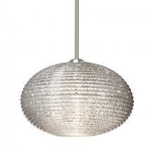 Besa Lighting 1TT-4912GL-SN-L - Besa Stem Pendant Pape 10 Satin Nickel Glitter 1x100W Medium Base, 15Ft. Cord