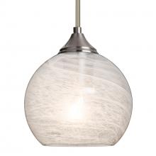 Besa Lighting 1TT-JILLYCL-SN-L - Besa, Jilly Stem Pendant, Vapor Clear, Satin Nickel Finish, 1x60W Medium Base, 15Ft. Cord