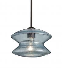 Besa Lighting 1TT-ZENBL-BR - Besa, Zen Stem Pendant, Blue Bubble, Bronze Finish, 1x60W Medium Base