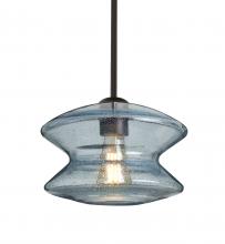 Besa Lighting 1TT-ZENBL-EDIL-BR - Besa, Zen Stem Pendant, Blue Bubble, Bronze Finish, 1x8W LED Filament