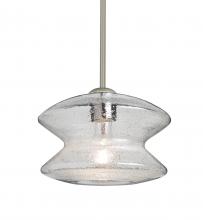 Besa Lighting 1TT-ZENCL-SN - Besa, Zen Stem Pendant, Clear Bubble, Satin Nickel Finish, 1x60W Medium Base
