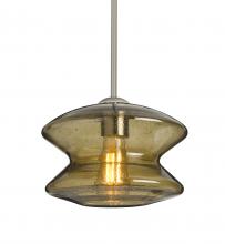 Besa Lighting 1TT-ZENLT-EDIL-SN - Besa, Zen Stem Pendant, Latte Bubble, Satin Nickel Finish, 1x8W LED Filament