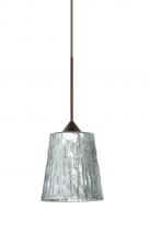 Besa Lighting 1XC-5125SF-LED-BR - Besa Pendant Nico 4 Bronze Stone Silver Foil 1x5W LED