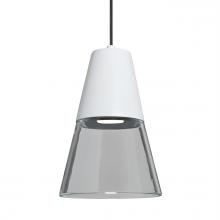 Besa Lighting 1XC-TIMO6WC-LED-BK - Besa Timo 6 Pendant, Clear/White, Black Finish, 1x9W LED