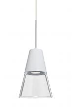 Besa Lighting 1XT-TIMO6WC-LED-SN - Besa, Timo 6 Cord Pendant, Clear/White, Satin Nickel Finish, 1x9W LED