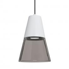 Besa Lighting 1XT-TIMO6WS-LED-BK - Besa Timo 6 Pendant, Smoke/White, Black Finish, 1x9W LED