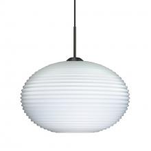 Besa Lighting J-491207-BK - Besa Pendant For Multiport Canopy Pape 10 Black Opal Ribbed 1x100W Medium Base