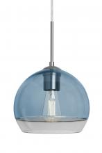 Besa Lighting J-ALLY8BL-EDIL-SN - Besa, Ally 8 Cord Pendant For Multiport Canopy, Coral Blue/Clear, Satin Nickel Finish