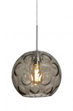 Besa Lighting J-BOMYSM-EDIL-SN - Besa Bombay Pendant For Multiport Canopy, Smoke, Satin Nickel Finish, 1x8W LED Filament