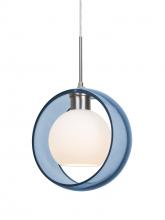 Besa Lighting J-MANABL-SN - Besa Mana Pendant For Multiport Canopy, Blue/Opal, Satin Nickel Finish, 1x60W Medium Base