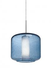 Besa Lighting J-NILES10BO-SN - Besa Niles 10 Pendant For Multiport Canopy, Blue Bubble/Opal, Satin Nickel Finish