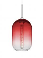 Besa Lighting J-OMEGA12RD-EDIL-SN - Besa, Omega 12 Cord Pendant For Multiport Canopies, Red/Clear, Satin Nickel Finish