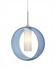 Besa Lighting J-PLATOBL-LED-SN - Besa, Plato Cord Pendant For Multiport Canopies, Blue/Opal, Satin Nickel Finish, 1x5W LED
