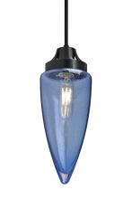 Besa Lighting J-SULUBL-EDIL-BK - Besa, Sulu Cord Pendant For Multiport Canopy, Blue Bubble, Black Finish, 1x8W LED Filament