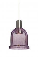 Besa Lighting X-KIBAPL-LED-SN - Besa, Kiba Cord Pendant For Multiport Canopy, Plum Bubble, Satin Nickel Finish, 1x3W LED