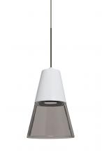 Besa Lighting X-TIMO6WS-LED-BR - Besa, Timo 6 Cord Pendant For Multiport Canopies, Smoke/White, Bronze Finish, 1x9W LED