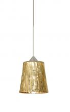 Besa Lighting XP-5125GF-SN - Besa Pendant Nico 4 Satin Nickel Stone Gold Foil 1x35W MAX GY6.35 Base