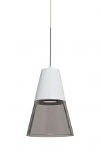 Besa Lighting XP-TIMO6WS-LED-SN - Besa, Timo 6 Cord Pendant, Smoke/White, Satin Nickel Finish, 1x9W LED