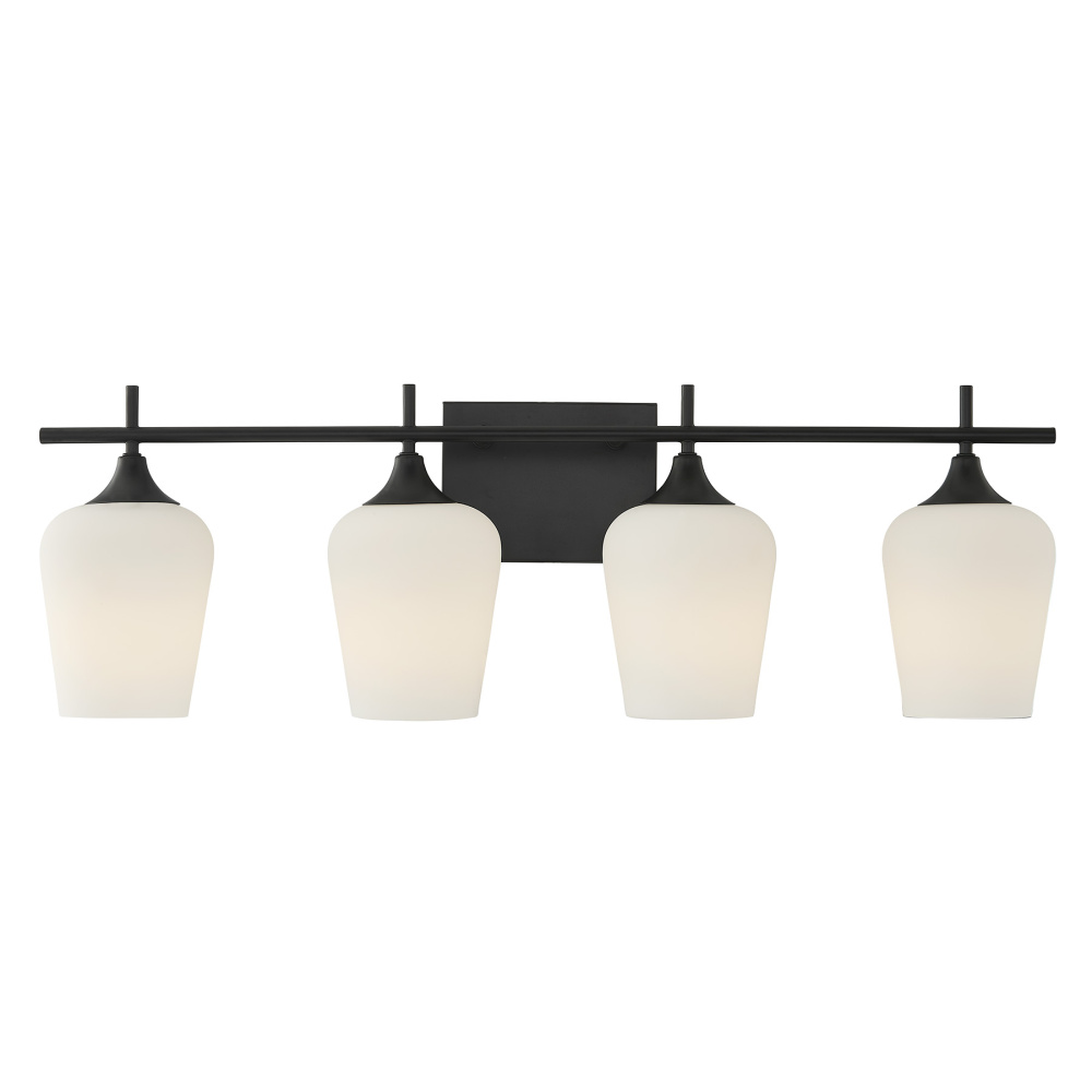 Octave 4-Light Bathroom Vanity Light in Matte Black