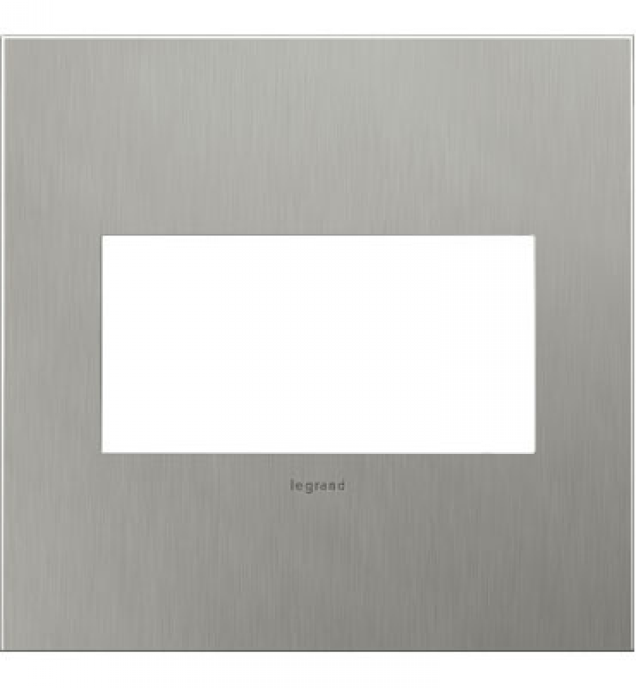 adorne Brushed Stainless Steel Two-Gang Screwless Wall Plate