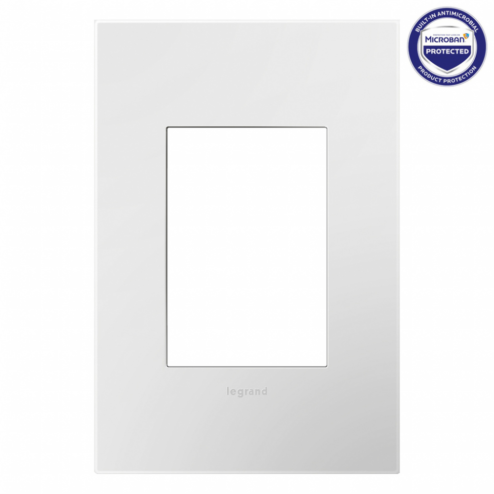 adorne Matte White One-Gang-Plus Screwless Wall Plate with Microban