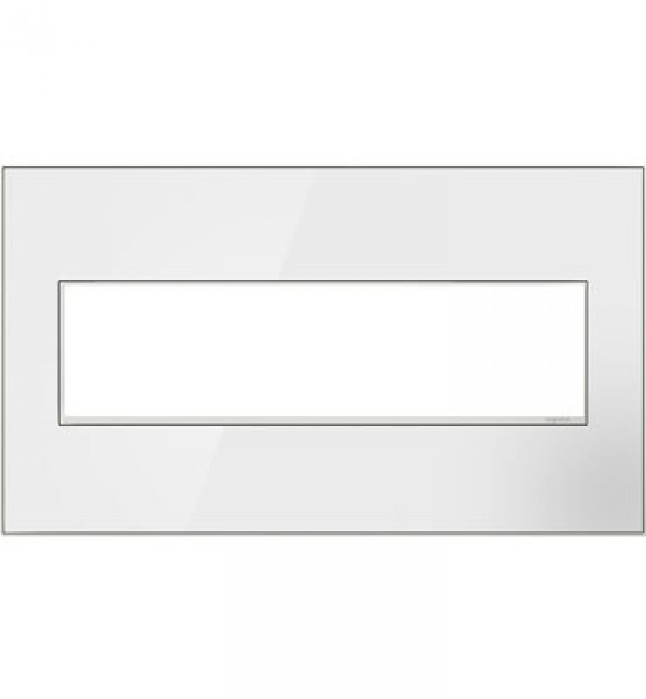 adorne Mirror White-on-White Four-Gang Screwless Wall Plate